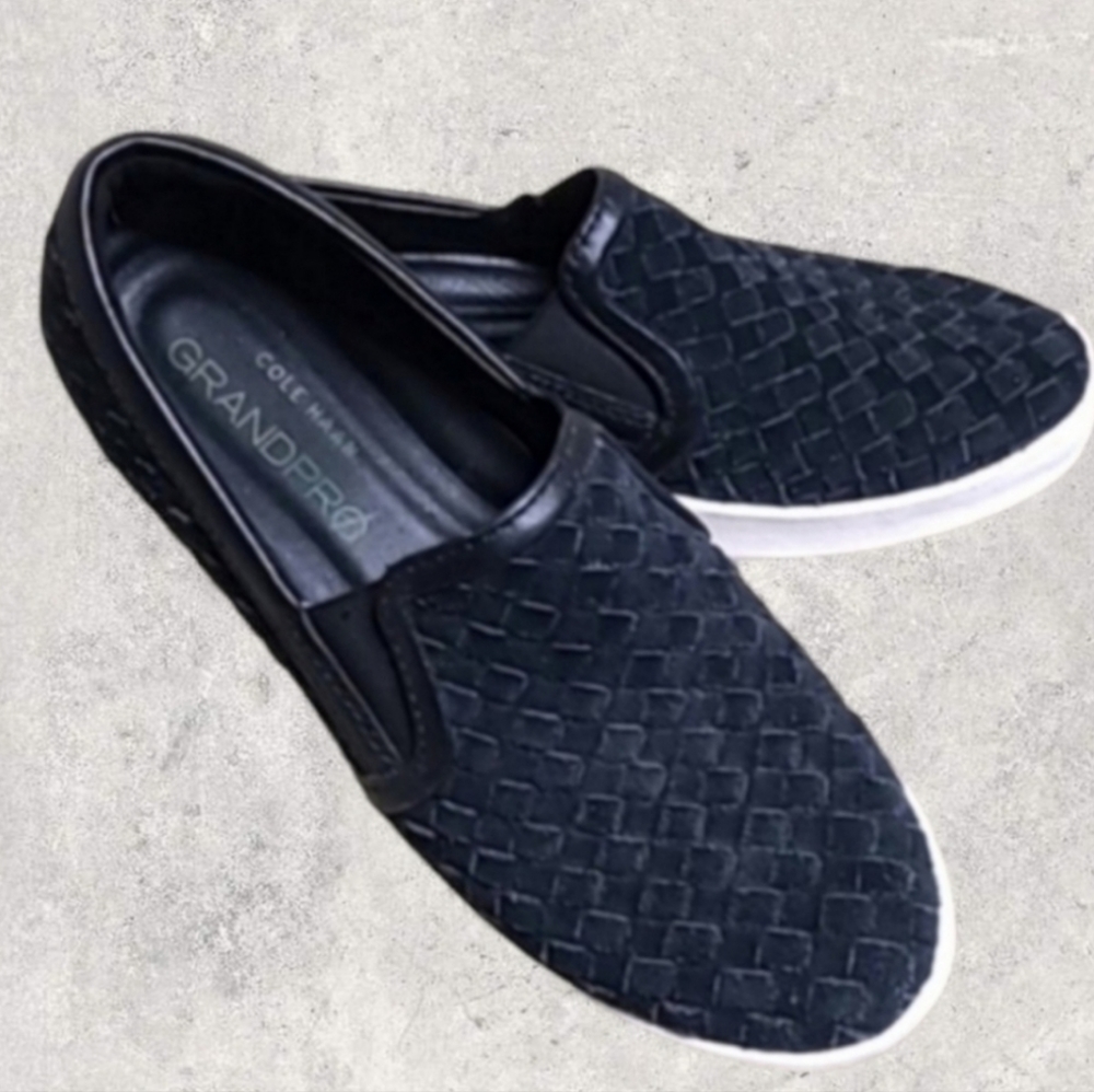 Cole Haan Black Woven Slip-On Loafers